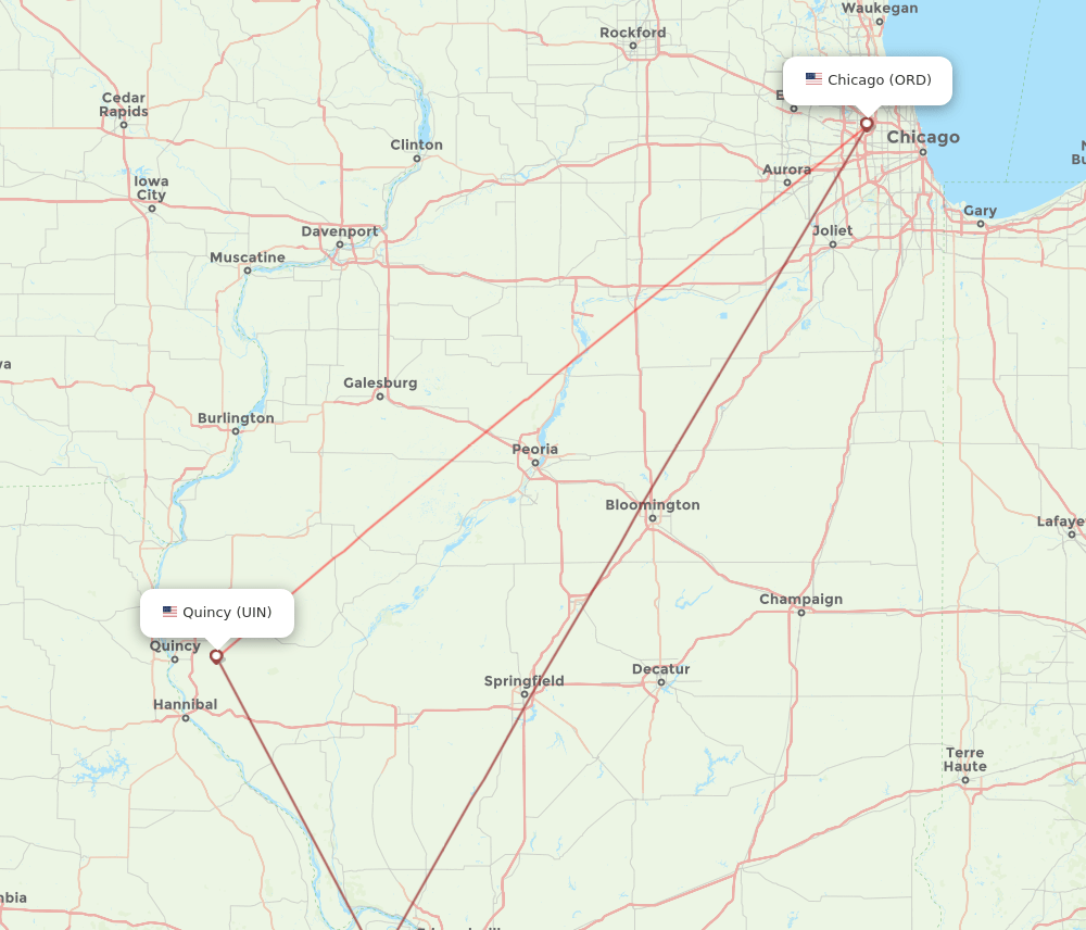 ORD-UIN flight routes