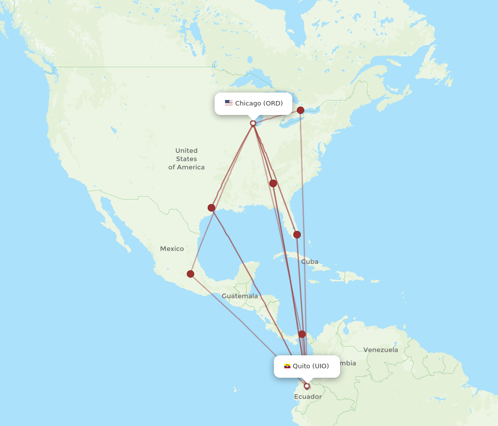 ORD-UIO flight routes