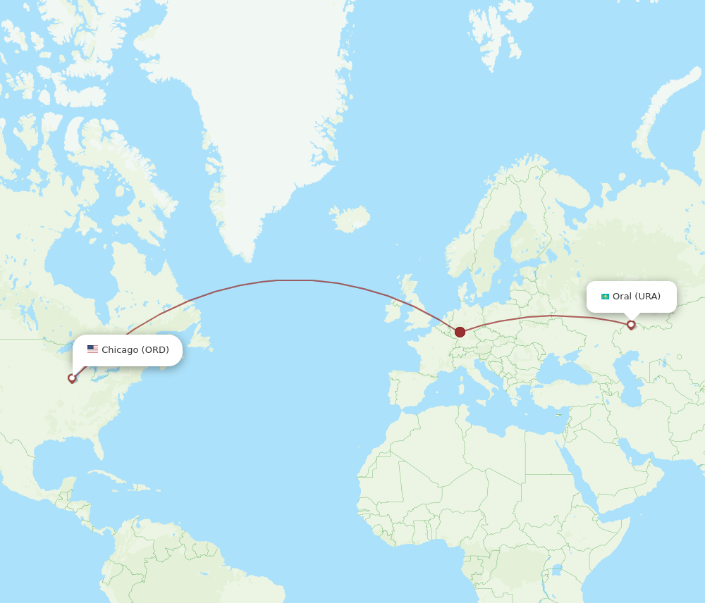 ORD-URA flight routes