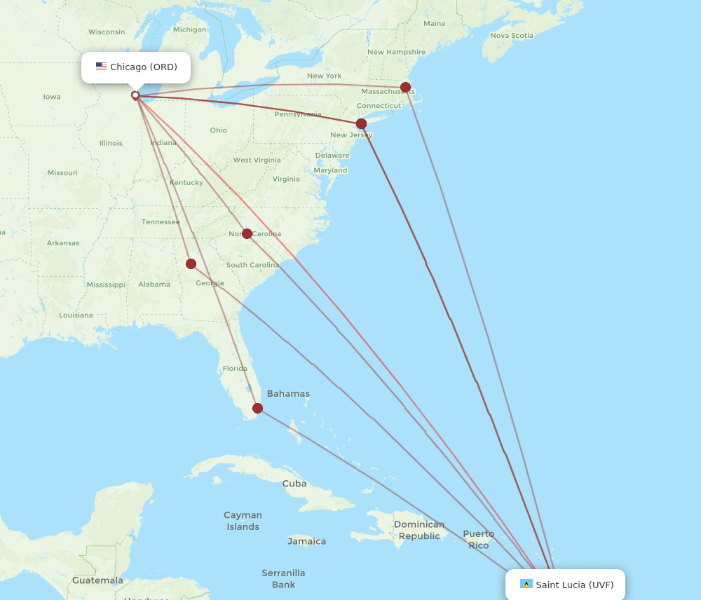 ORD-UVF flight routes