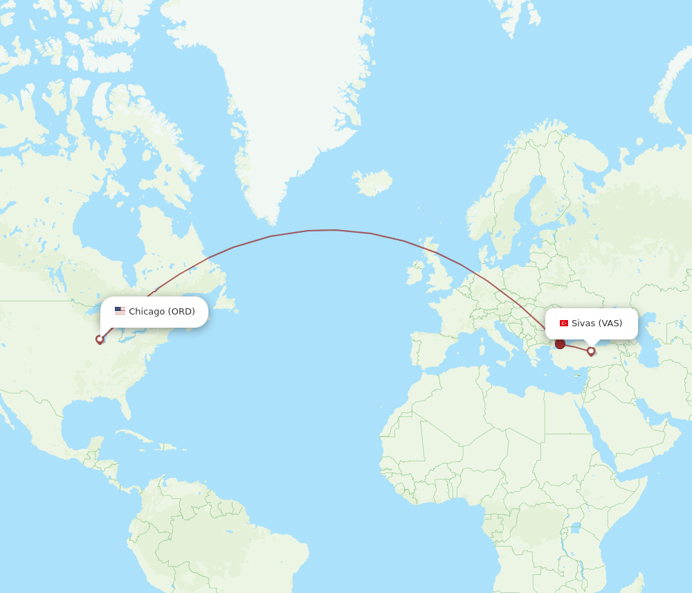 ORD-VAS flight routes