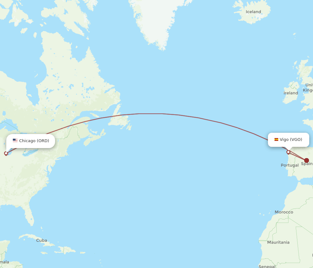 ORD-VGO flight routes
