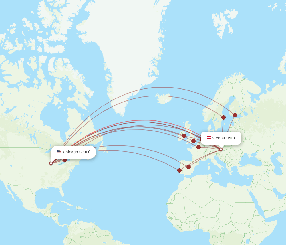 ORD-VIE flight routes