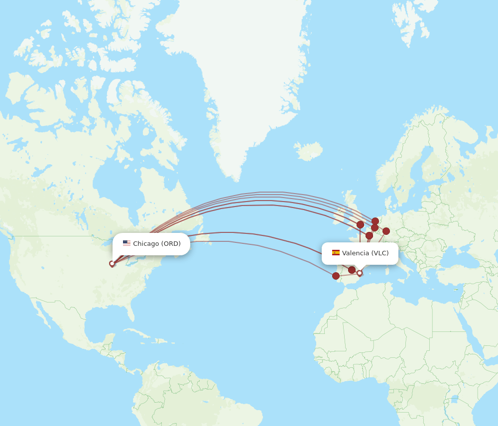 ORD-VLC flight routes
