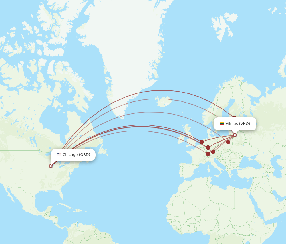 ORD-VNO flight routes