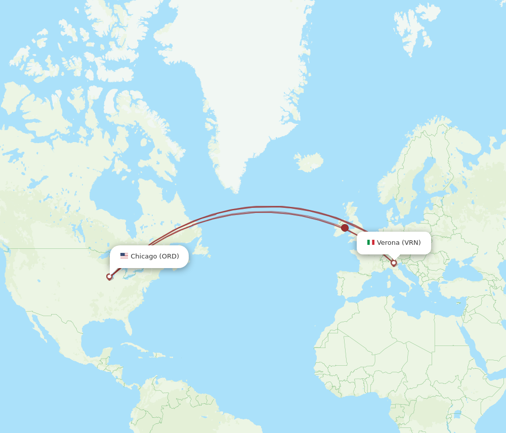 ORD to VRN flights and routes map