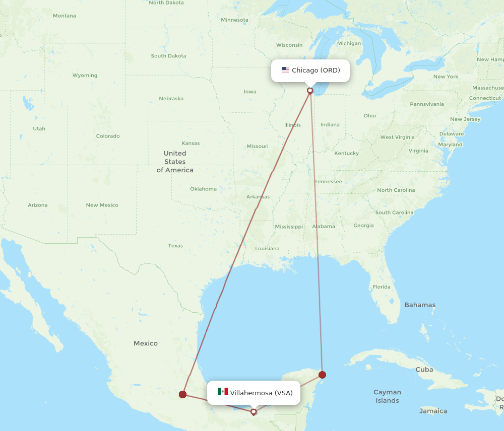 ORD-VSA flight routes