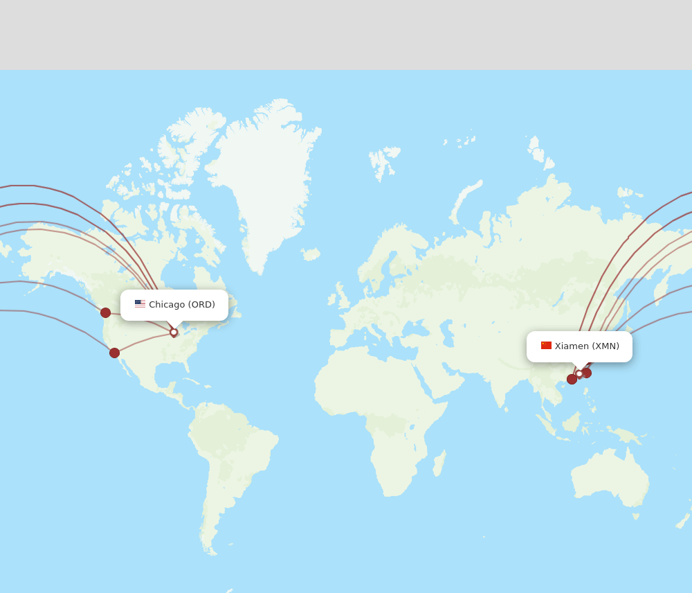 ORD-XMN flight routes