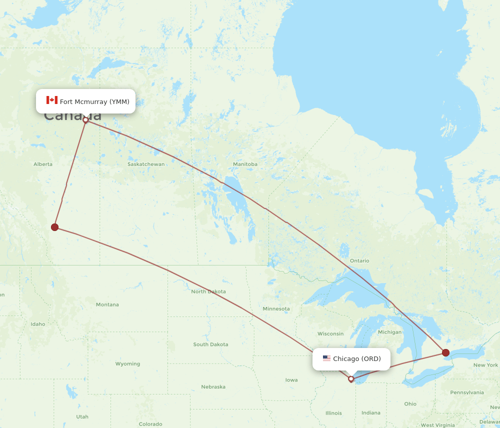 ORD-YMM flight routes