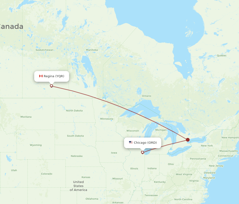 ORD-YQR flight routes