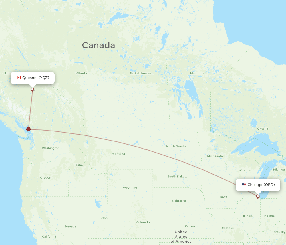 ORD-YQZ flight routes