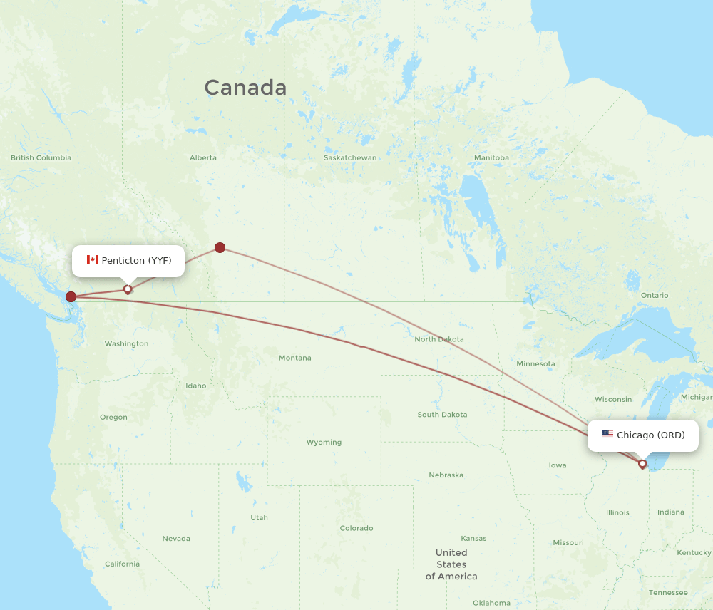 ORD-YYF flight routes