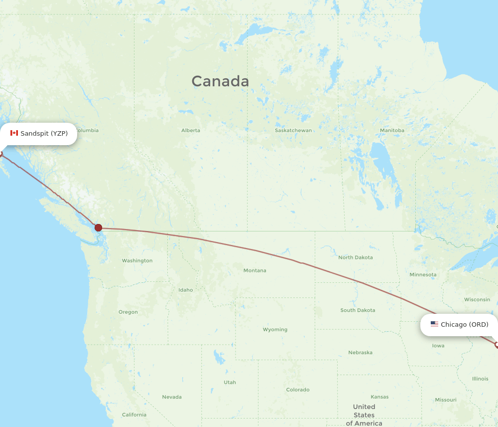 ORD-YZP flight routes