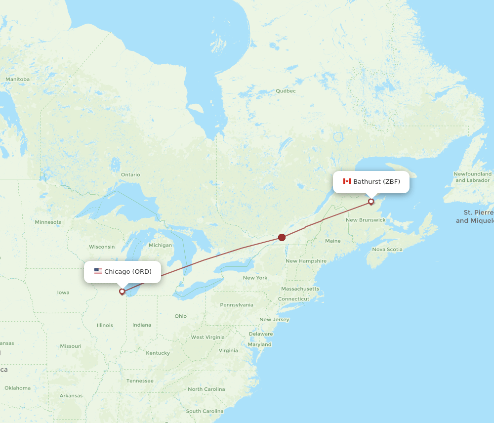 ORD-ZBF flight routes