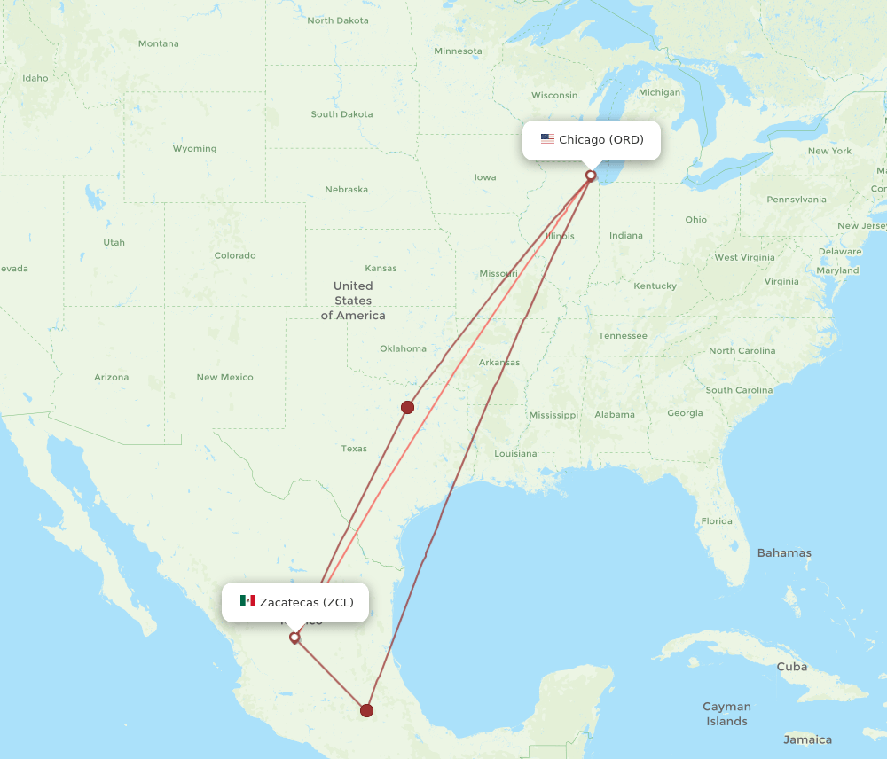 ORD-ZCL flight routes