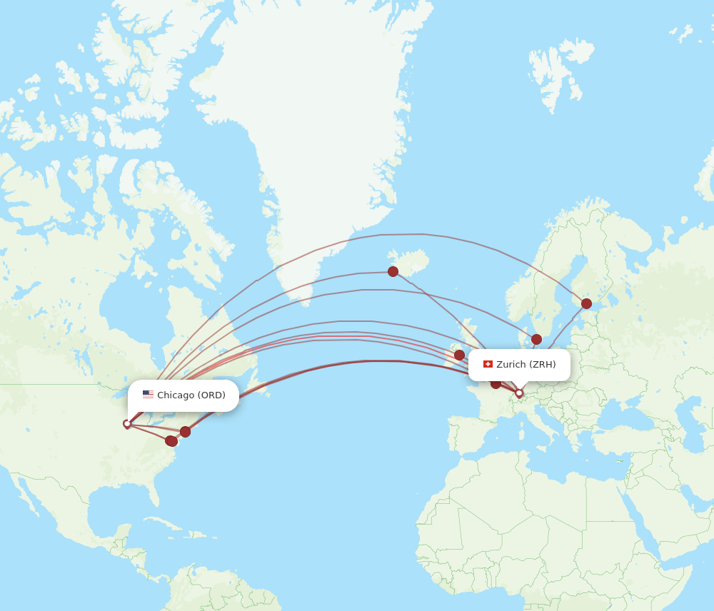 ORD-ZRH flight routes