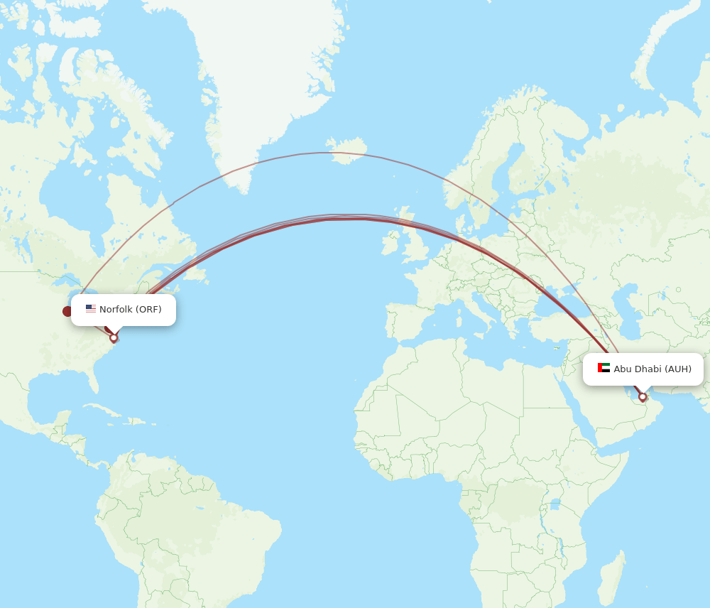ORF-AUH flight routes