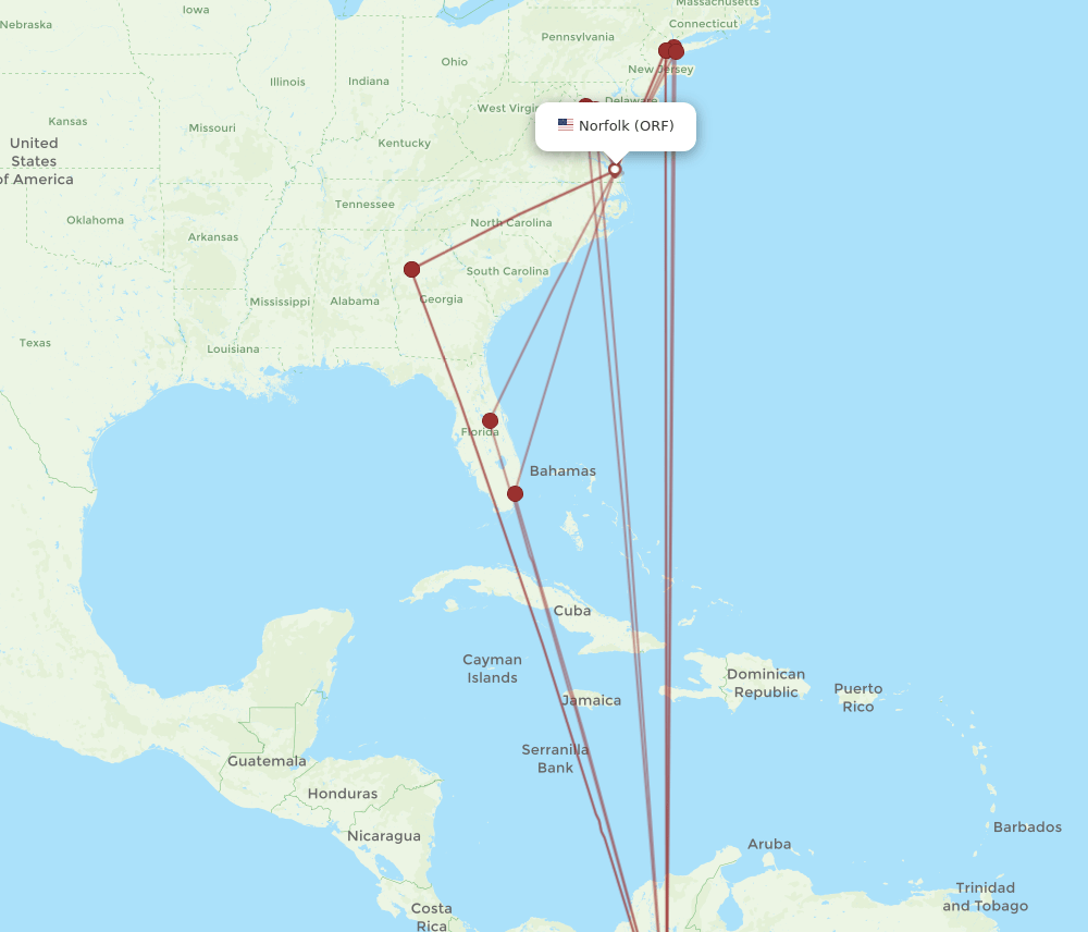 ORF-BOG flight routes