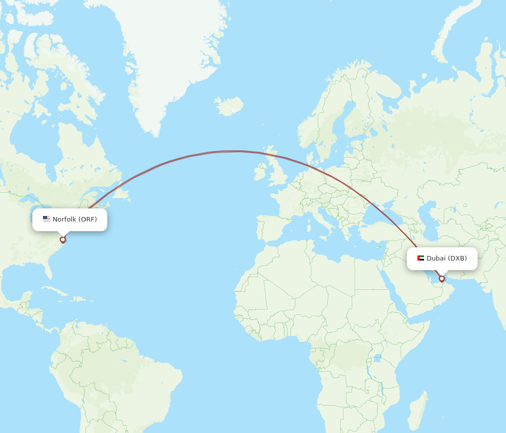 ORF-DXB flight routes