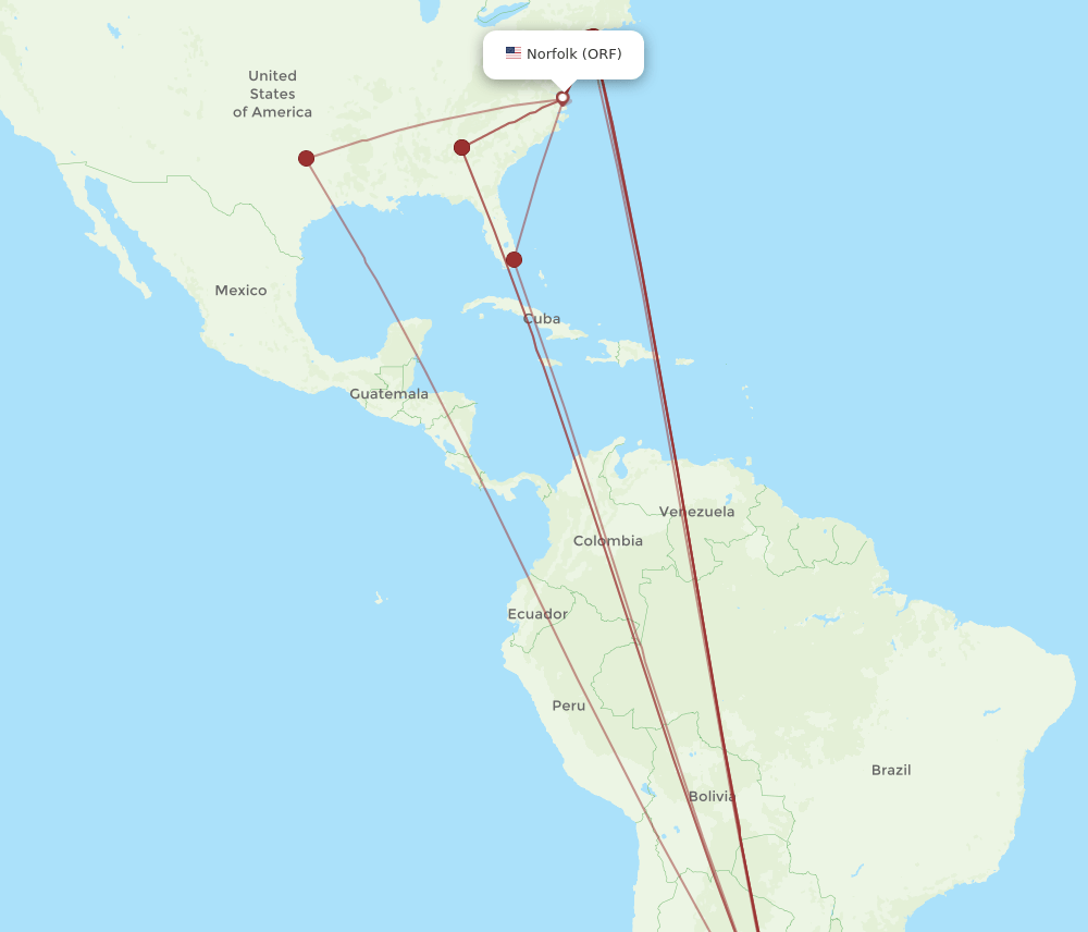ORF-EZE flight routes