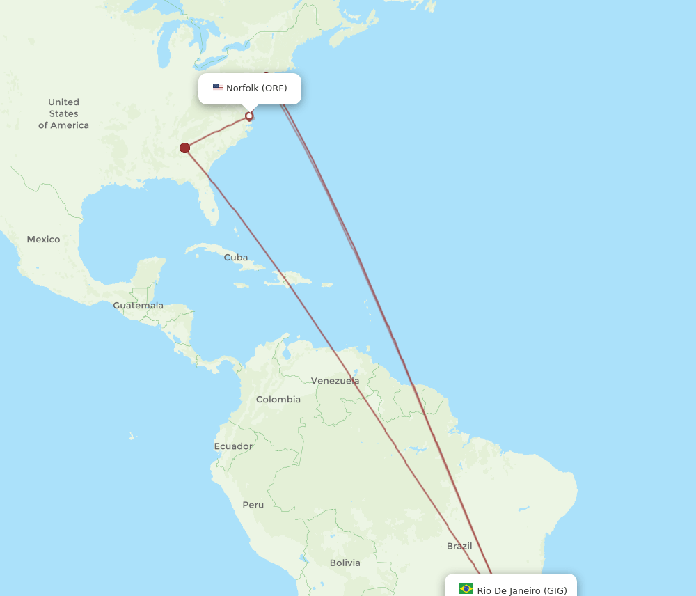 ORF-GIG flight routes