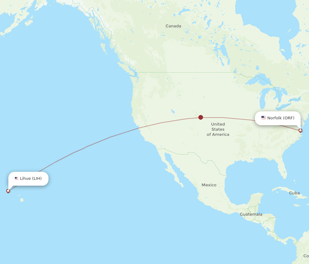 ORF to LIH flights and routes map