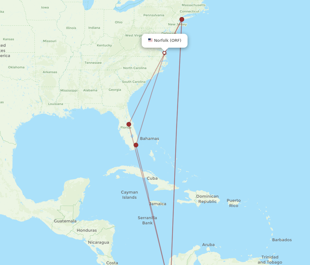 ORF-MDE flight routes