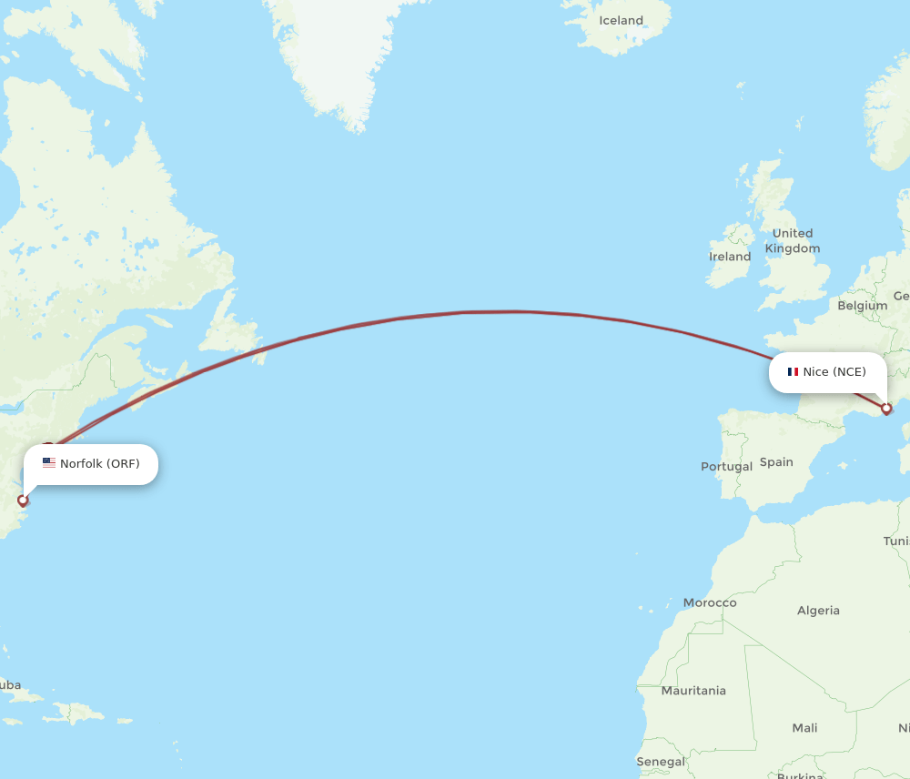 ORF-NCE flight routes