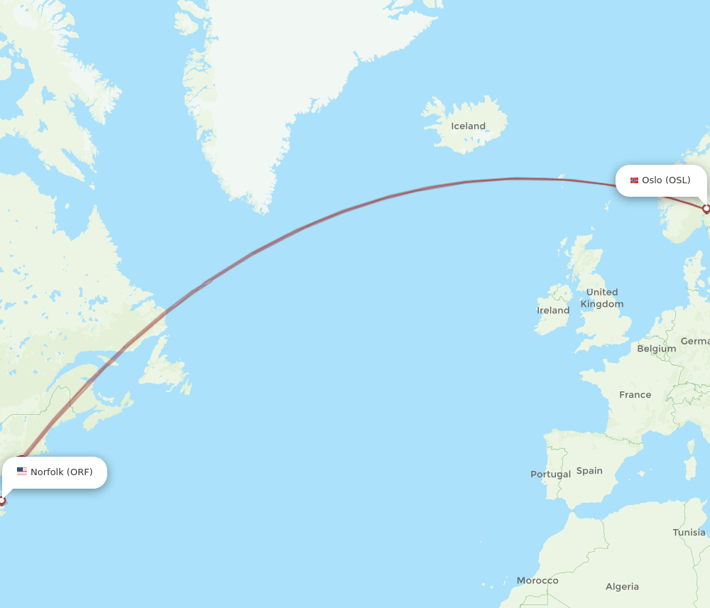 ORF-OSL flight routes