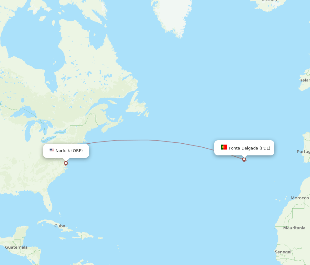 ORF-PDL flight routes