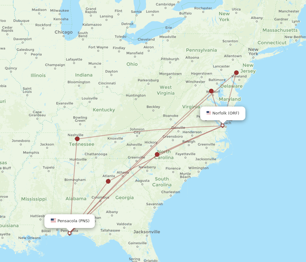 ORF-PNS flight routes
