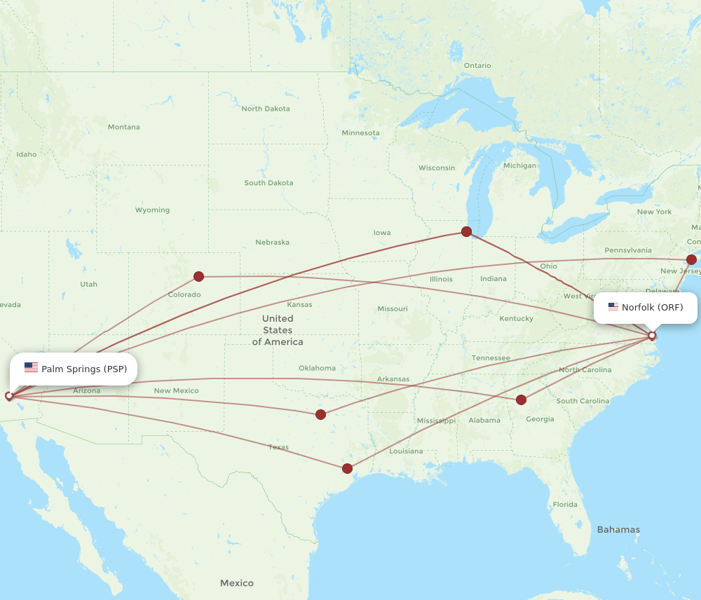 ORF-PSP flight routes