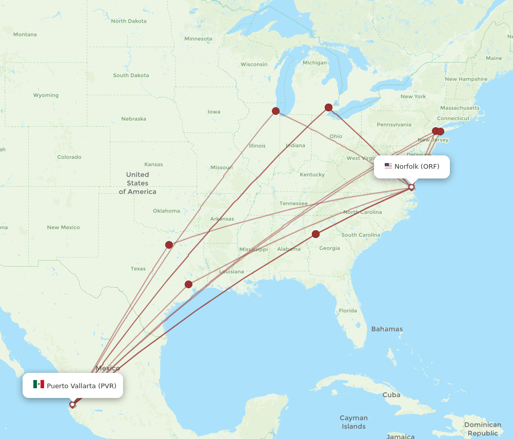 ORF-PVR flight routes