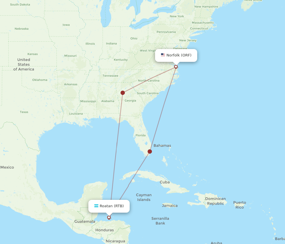 ORF-RTB flight routes