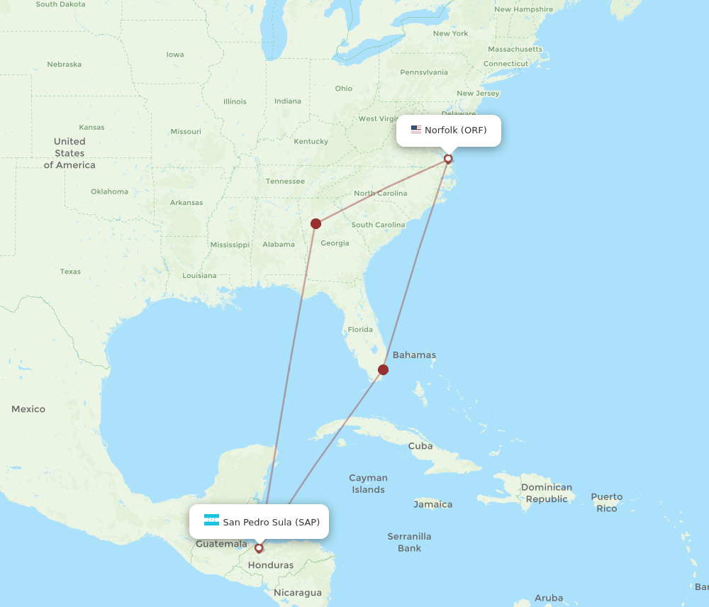 ORF-SAP flight routes
