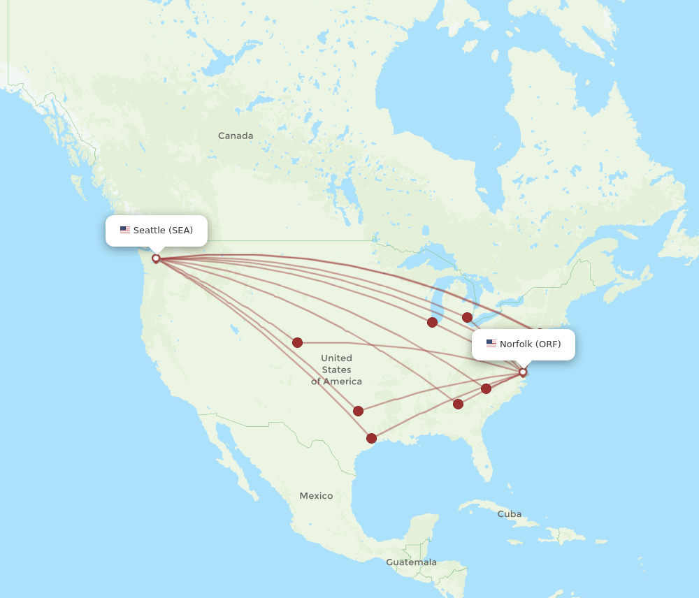 ORF-SEA flight routes