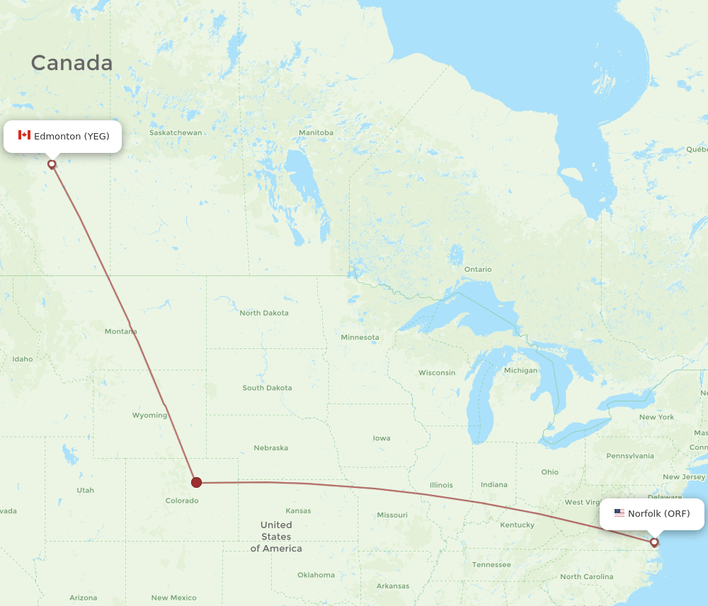 ORF-YEG flight routes