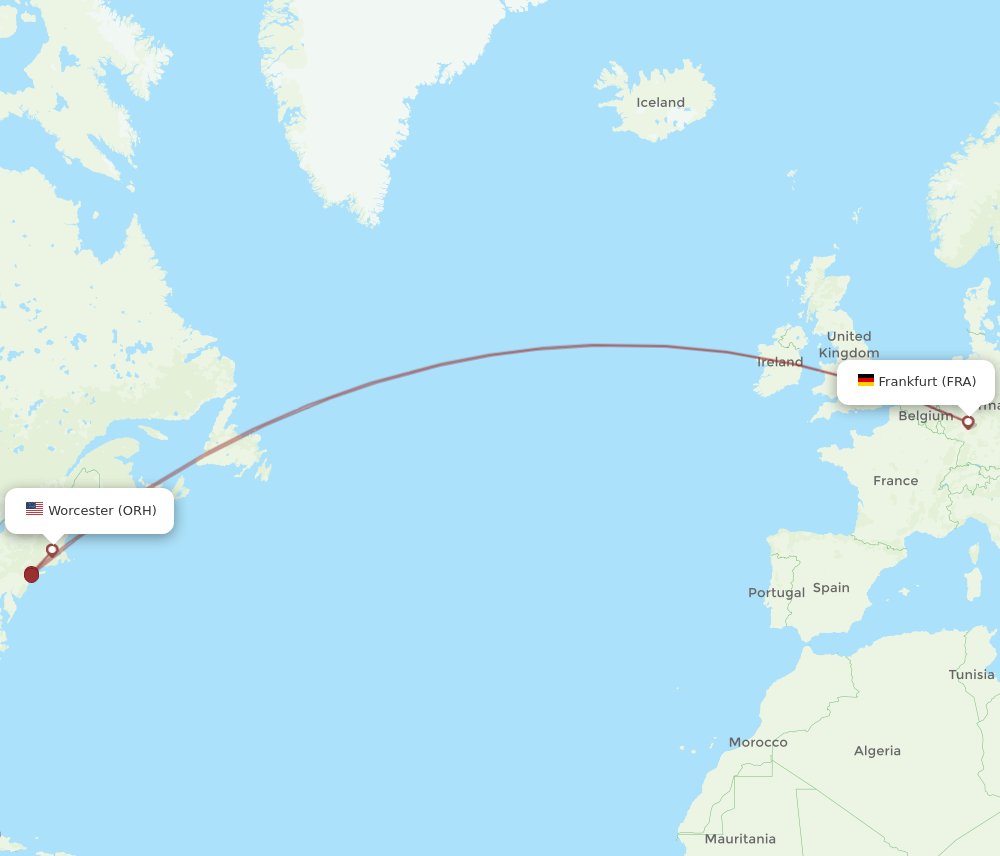 ORH-FRA flight routes