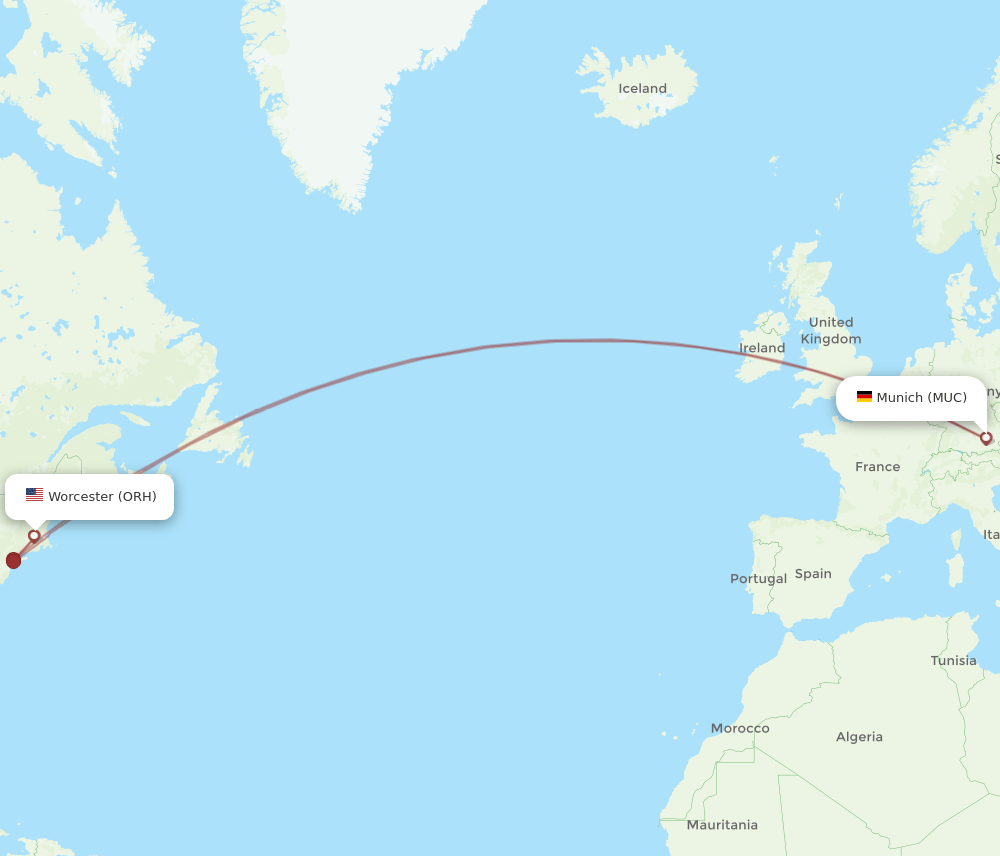 ORH-MUC flight routes