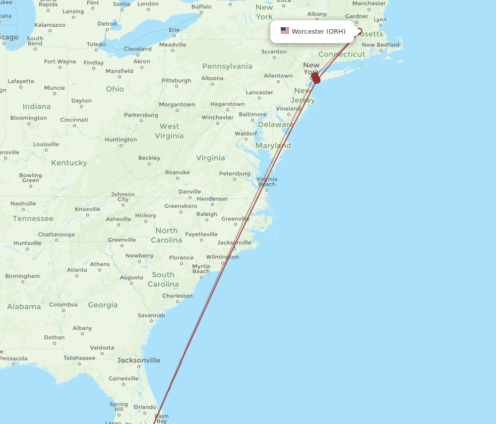 ORH-RSW flight routes