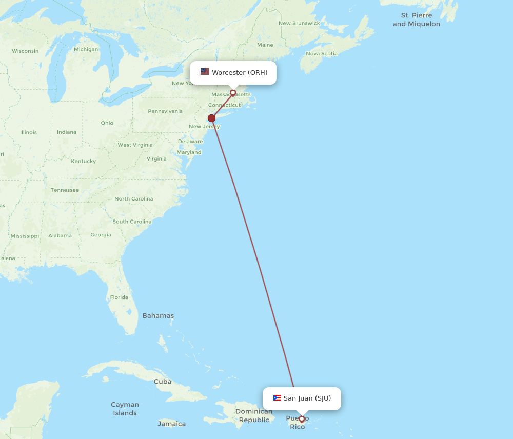 ORH-SJU flight routes