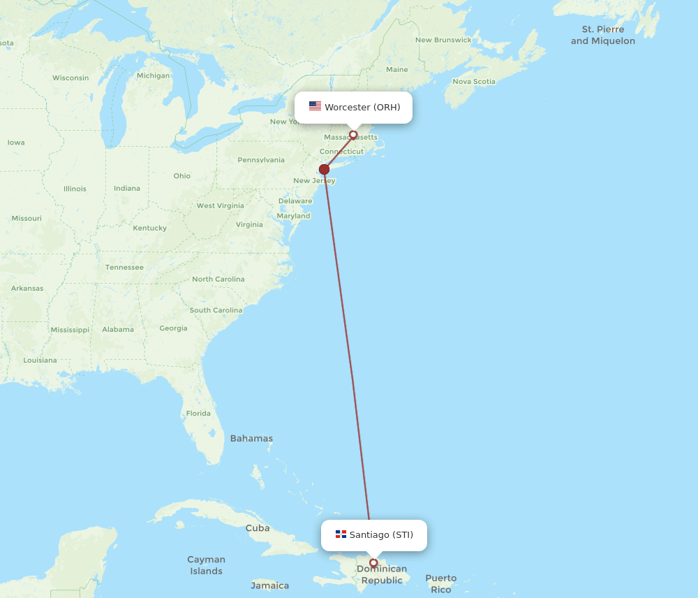 ORH-STI flight routes
