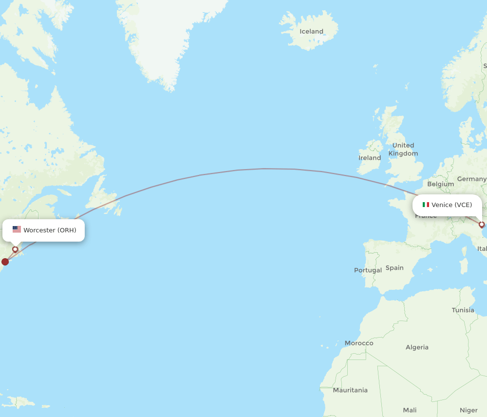 ORH-VCE flight routes
