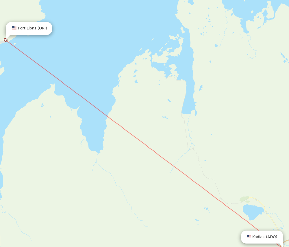 ORI to ADQ flights and routes map