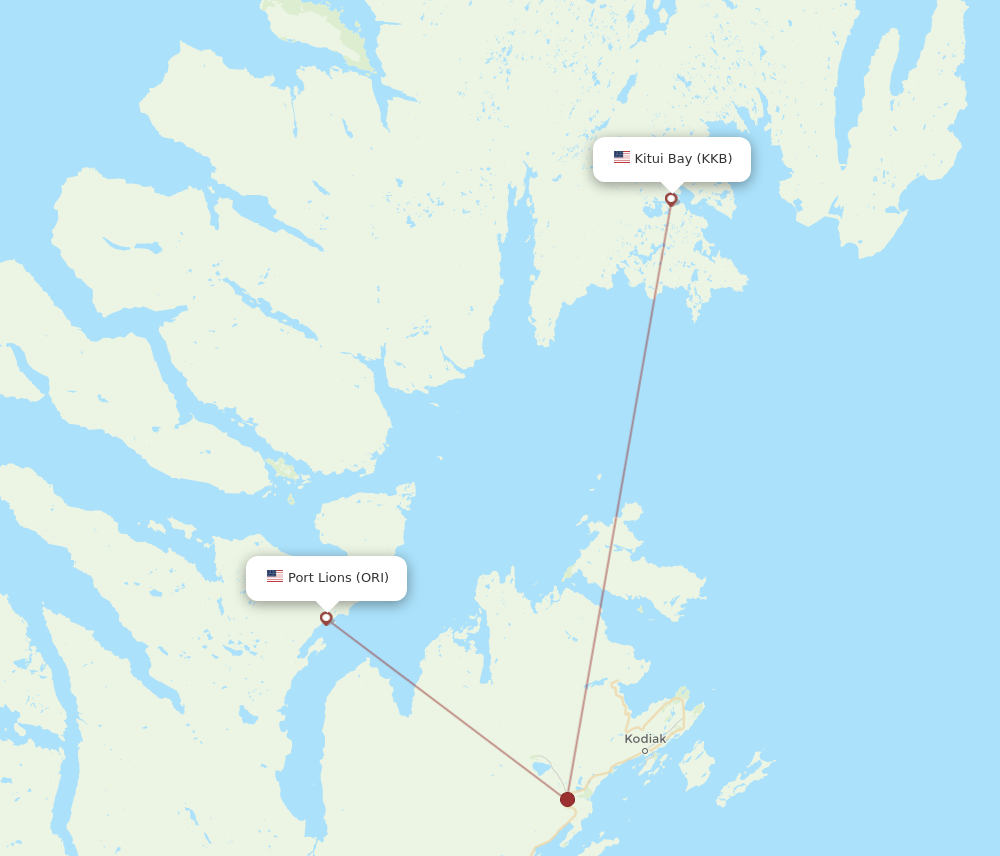 Port Lions - Kitui Bay route map and flight paths