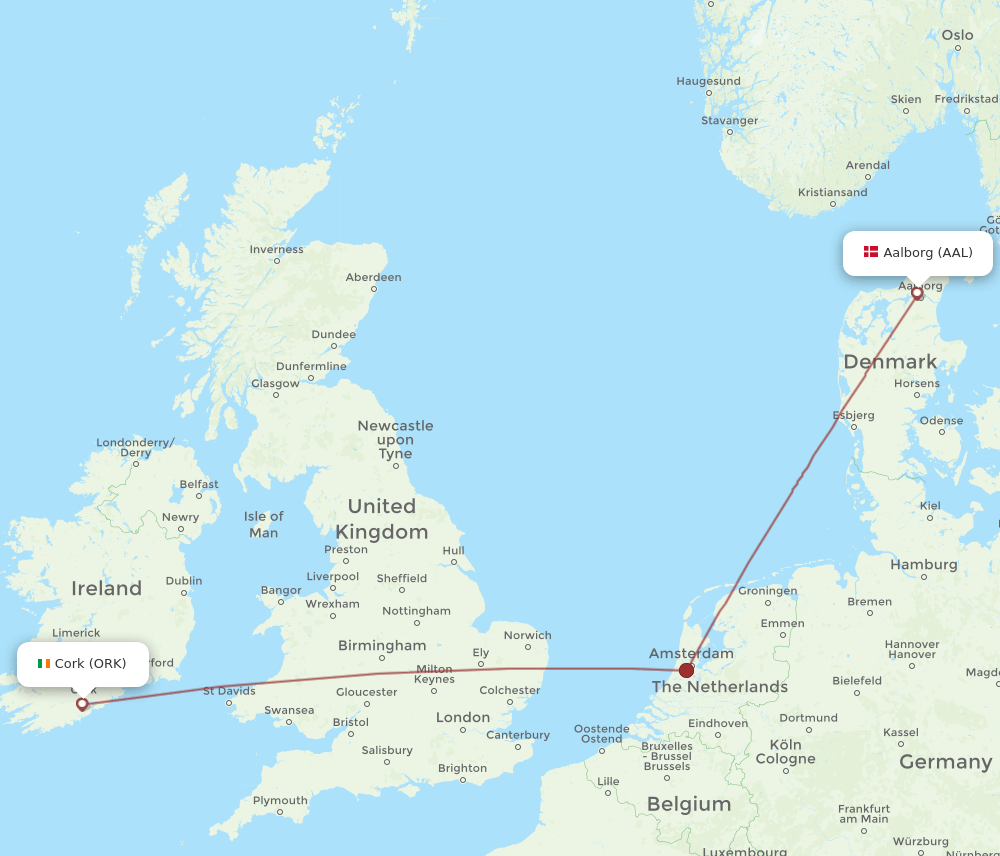 ORK-AAL flight routes