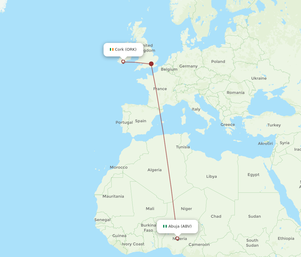 ORK-ABV flight routes