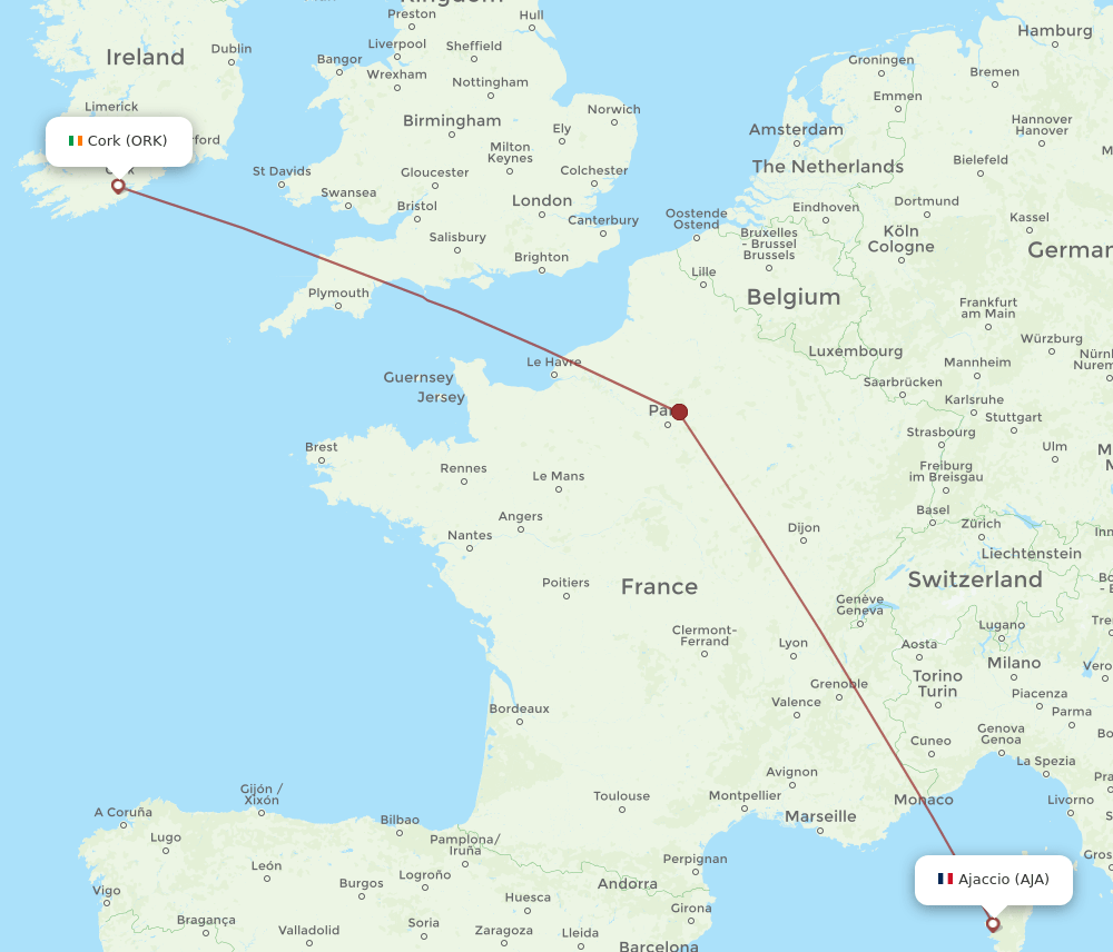 ORK-AJA flight routes