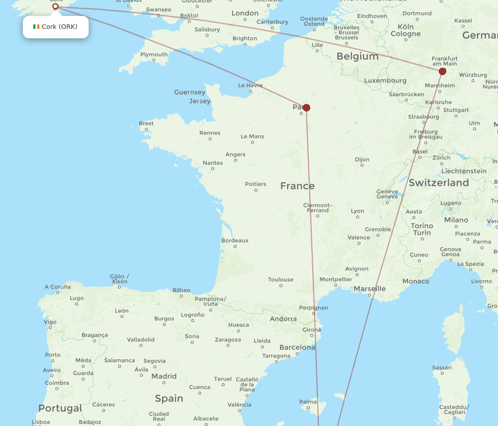 ORK-ALG flight routes