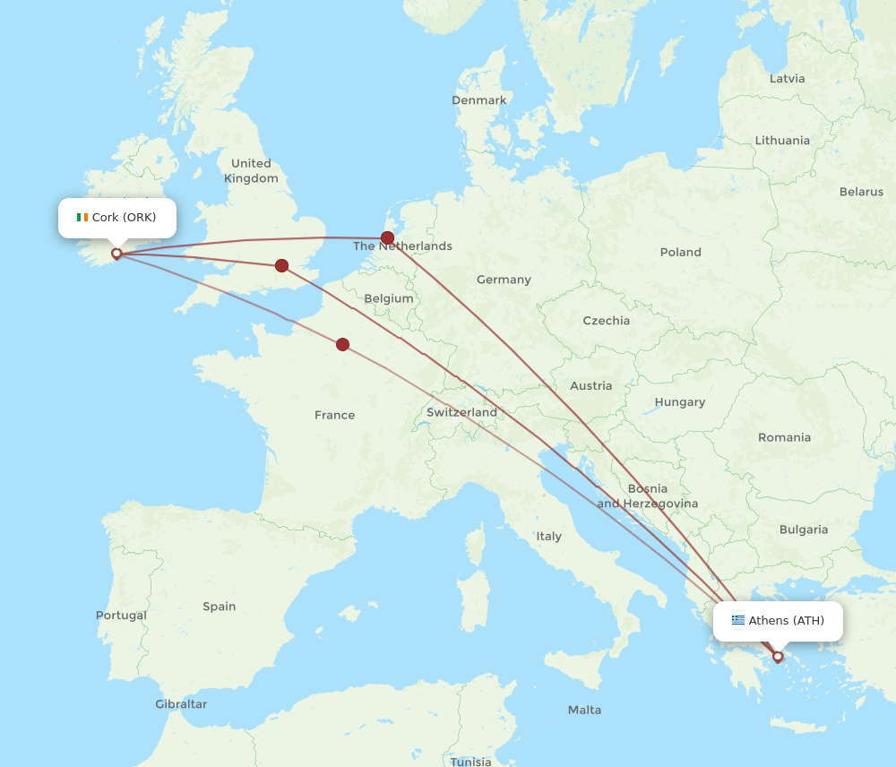 ORK-ATH flight routes